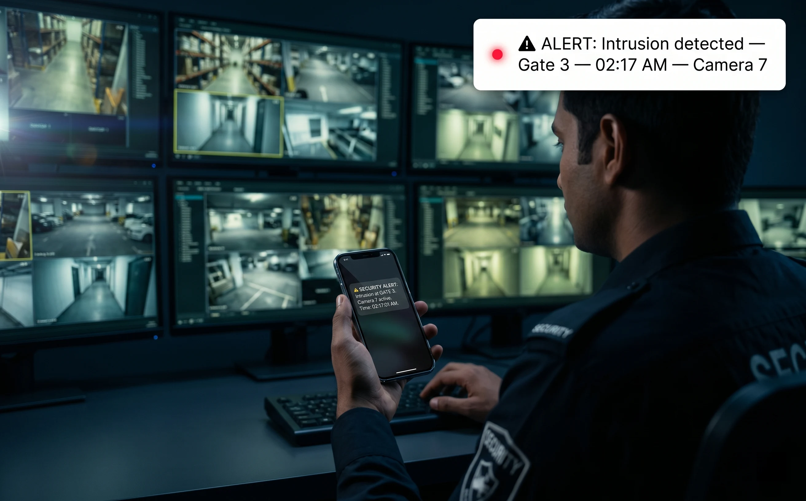 Automated alert routing system showing real-time notification fired to multiple operator channels