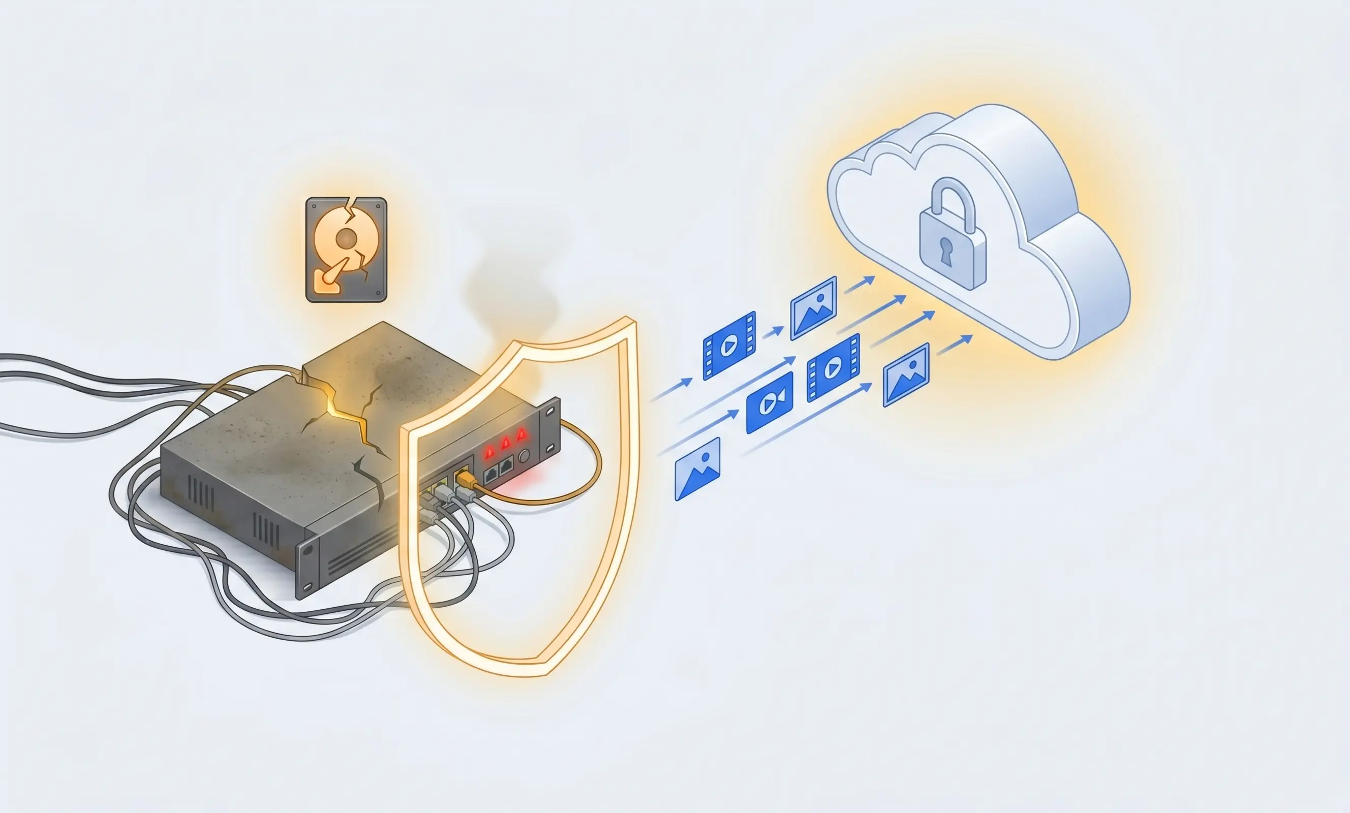 Secure off-site cloud backup eliminating NVR hardware failure