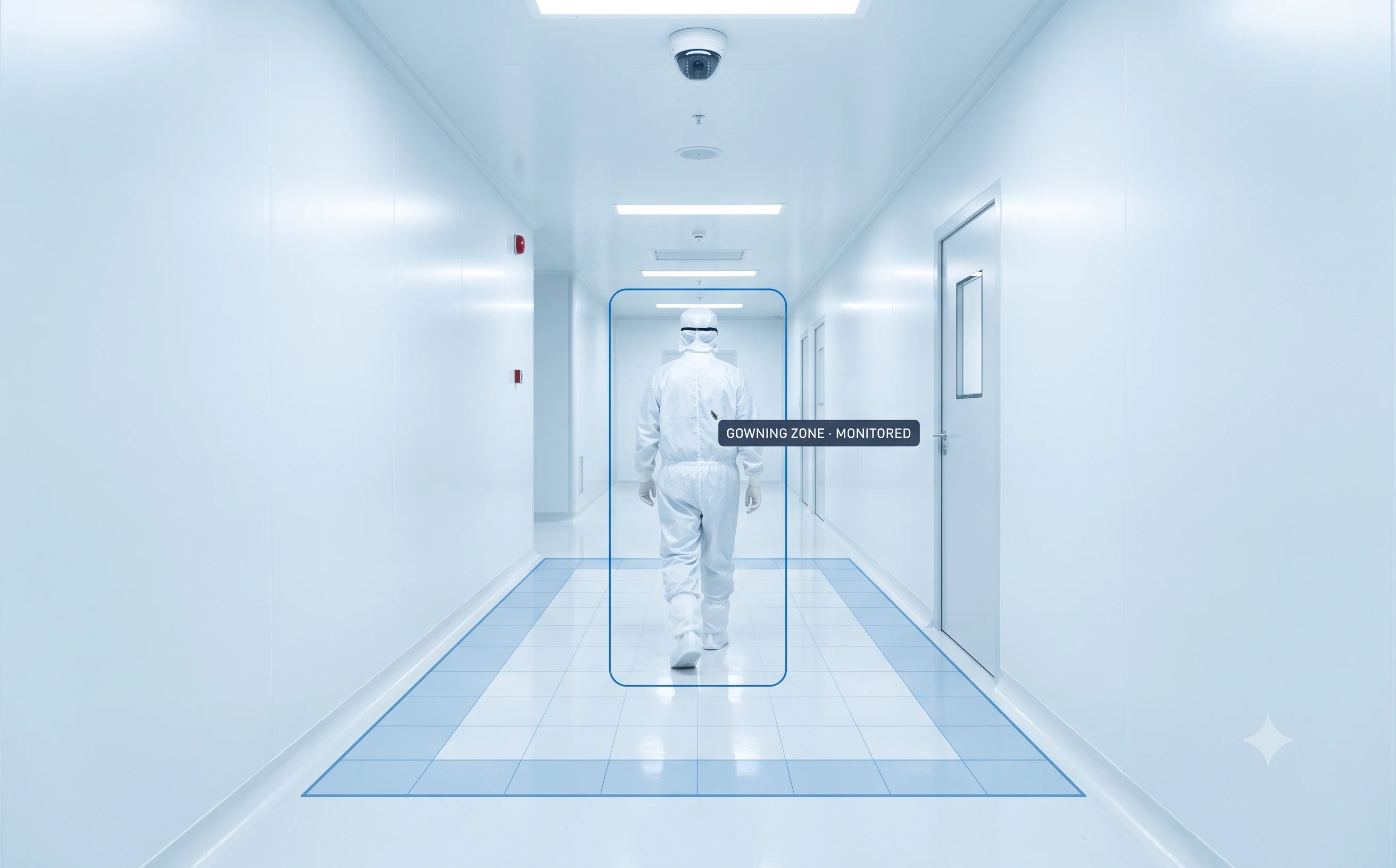 Pharmaceutical GMP compliance monitoring across gowning rooms and cleanroom zones