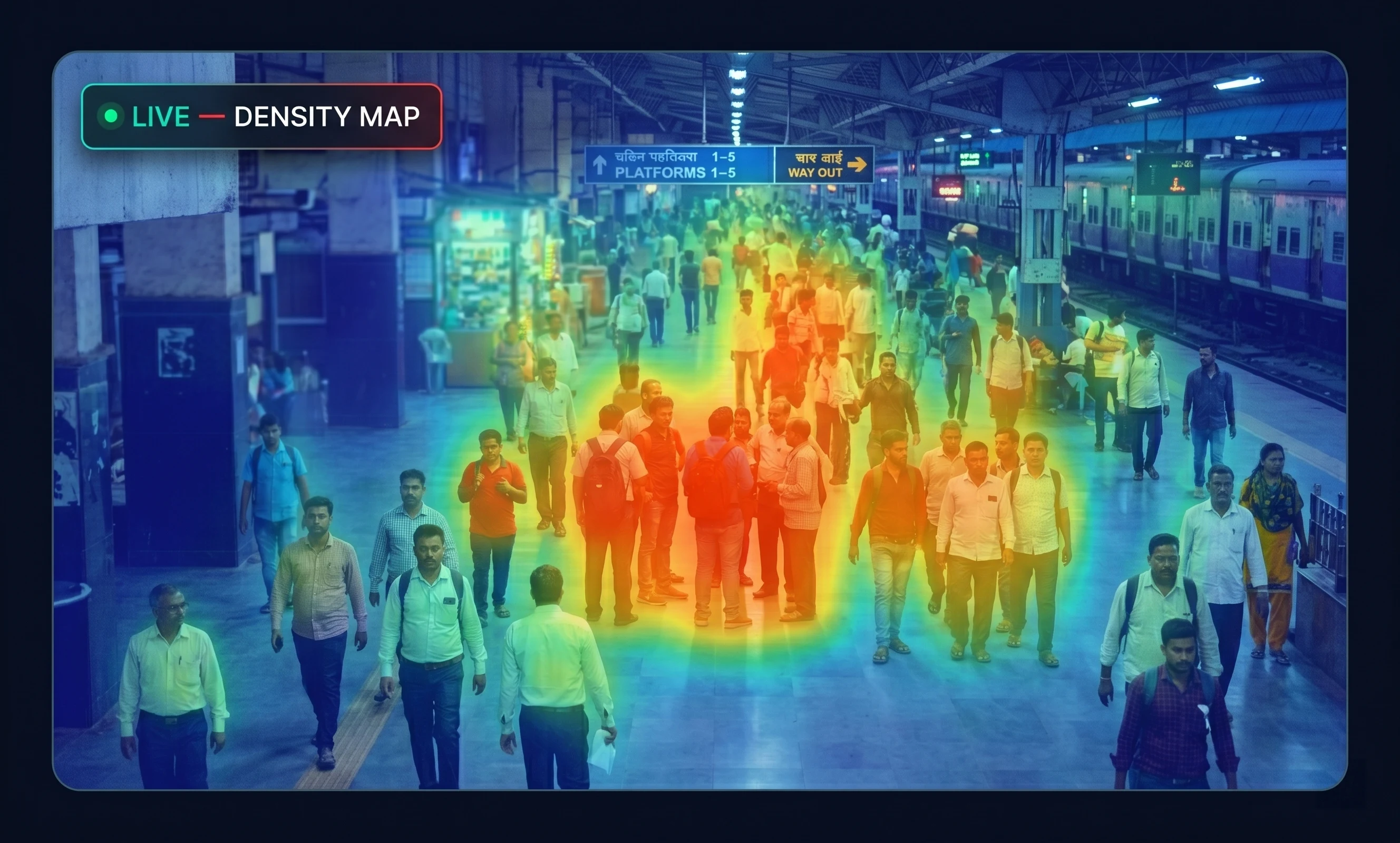 Real-time crowd density heatmap from Tentovision crowd analysis software