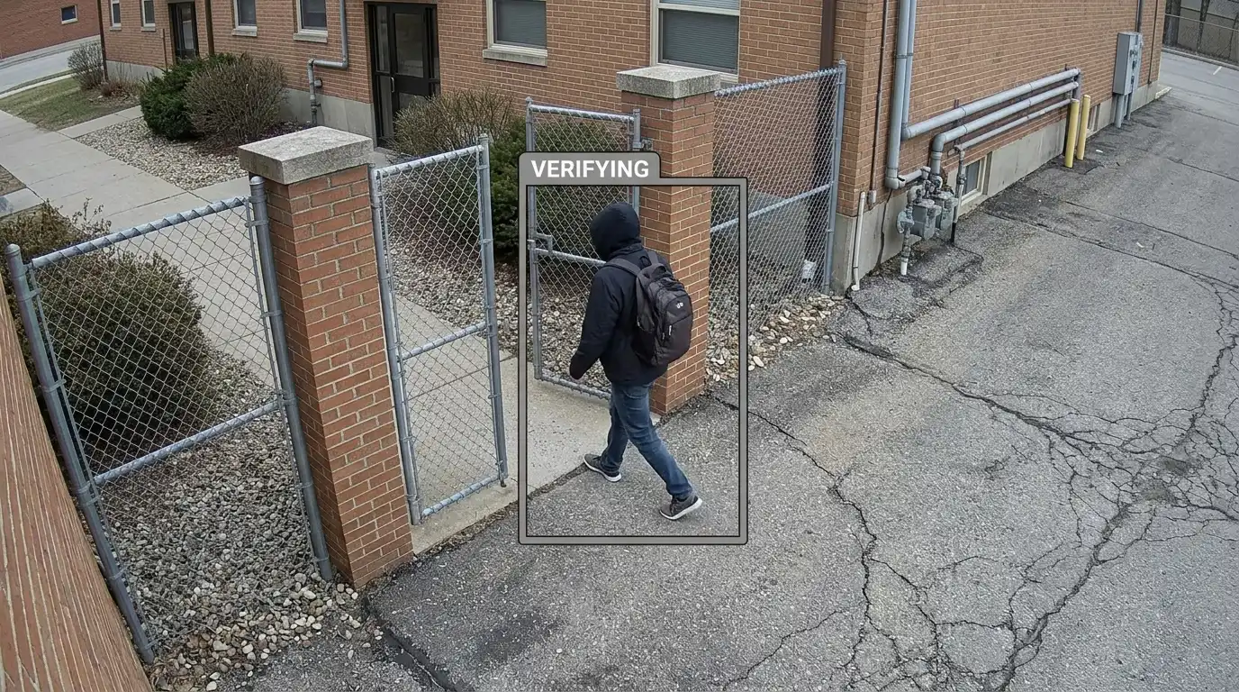 Liveness detection distinguishing a real person at the gate from a printed photo held up to the camera