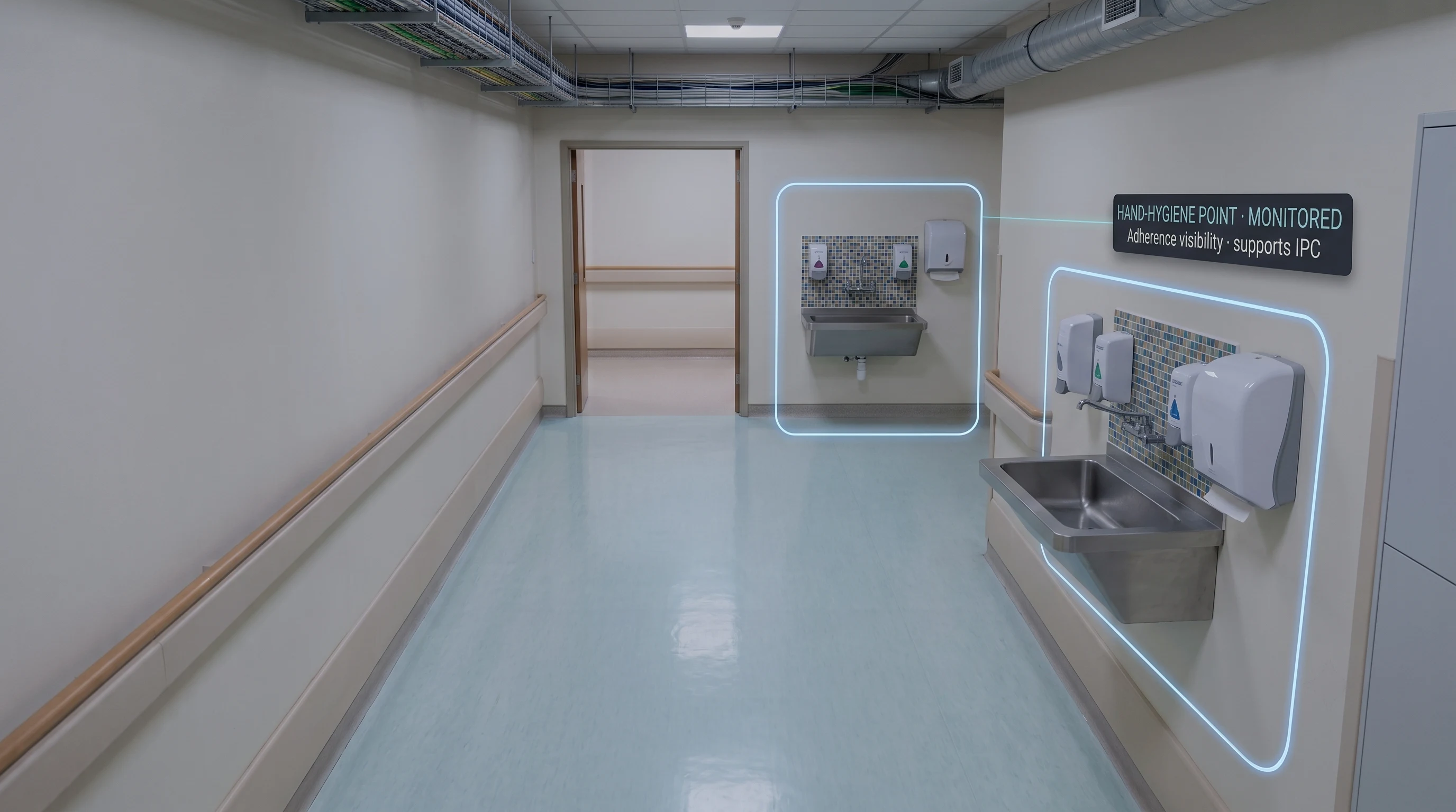 AI supporting visibility into hand-hygiene compliance at a clinical hand-wash station