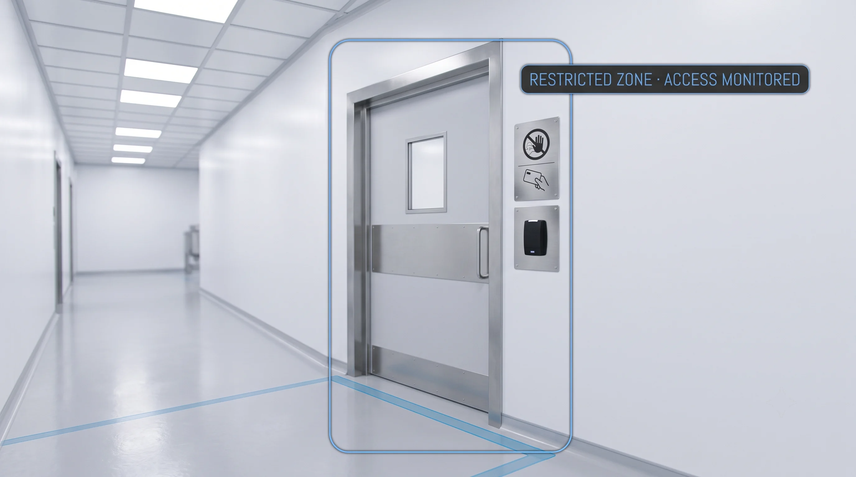 AI monitoring access to a restricted GMP-classified zone